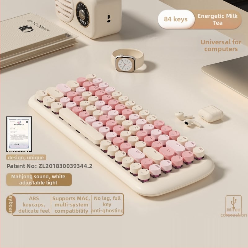 Проводен механичен комплект клавиатура и мишка с смесено осветление, ABS пластмасова конструкция, USB свързване, без подложка за китката