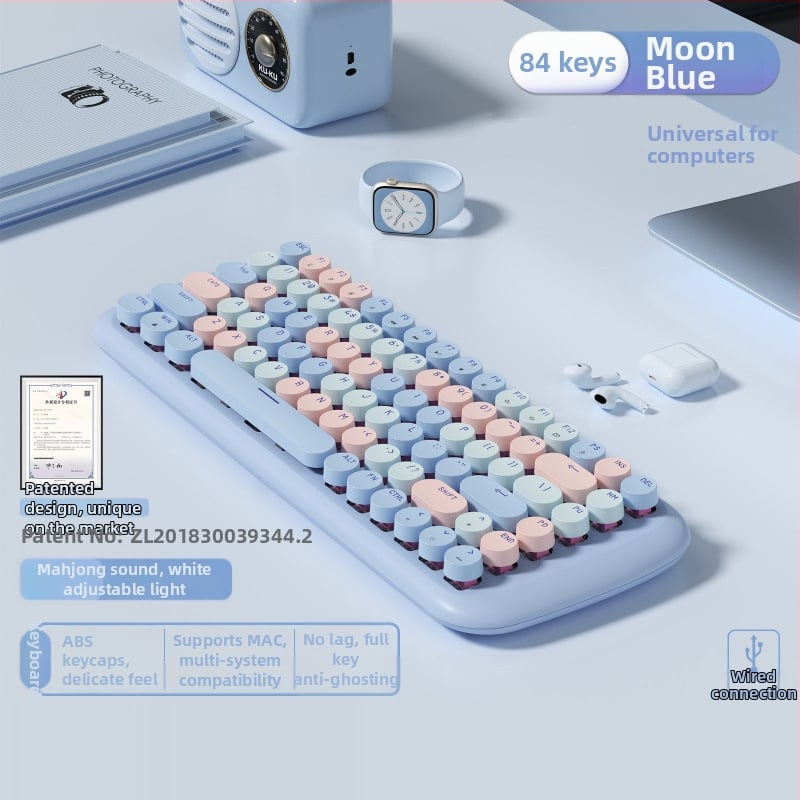 Проводен механичен комплект клавиатура и мишка с смесено осветление, ABS пластмасова конструкция, USB свързване, без подложка за китката