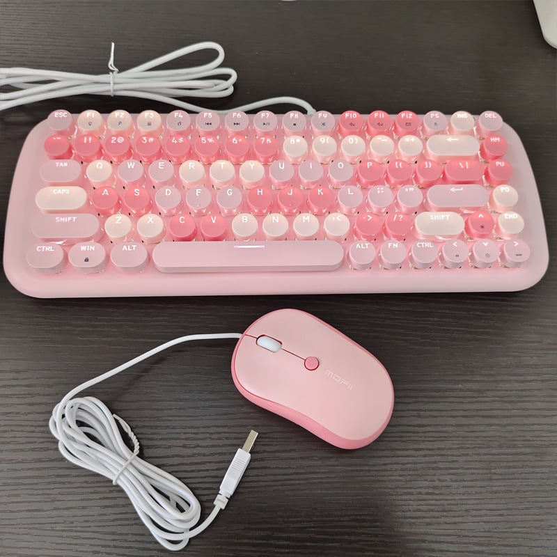 Проводен механичен комплект клавиатура и мишка с смесено осветление, ABS пластмасова конструкция, USB свързване, без подложка за китката