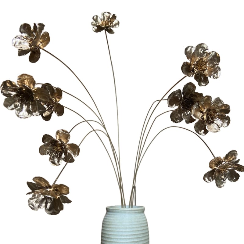 Huanyou Floare Veșnică – Trandafir uscat, cu clopot de argint, lucrat manual, cadou pentru nunți, zile de naștere și amintiri