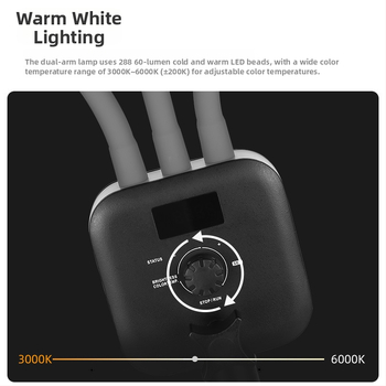 LED svetlo s dvojitým ramenom pre živé vysielanie a fotografovanie, model AL-20, 10-50W, 5V, zvislá montáž