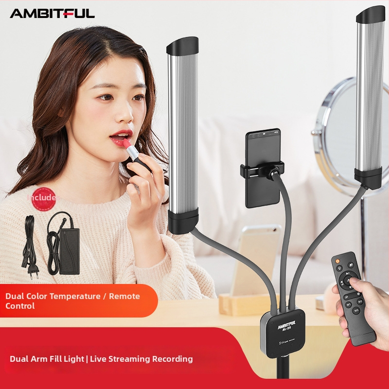 LED svetlo s dvojitým ramenom pre živé vysielanie a fotografovanie, model AL-20, 10-50W, 5V, zvislá montáž