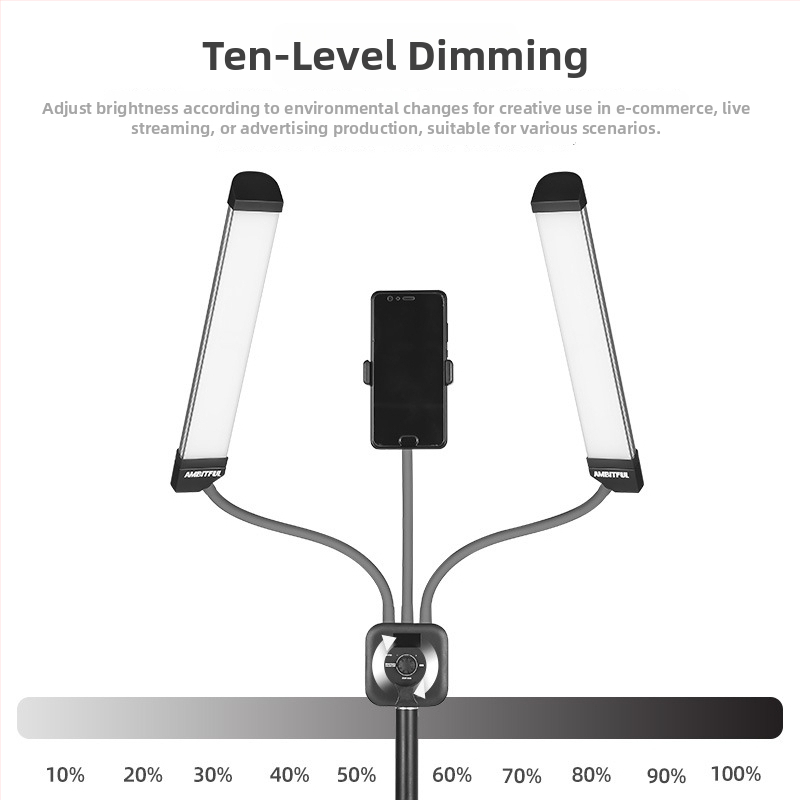 LED svetlo s dvojitým ramenom pre živé vysielanie a fotografovanie, model AL-20, 10-50W, 5V, zvislá montáž