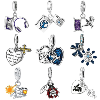 Vėrinys su širdies ir šuns formos pakabukais (sidabru dengtas, elektroplatinimas, poilsio stilius, 2025 pavasaris)