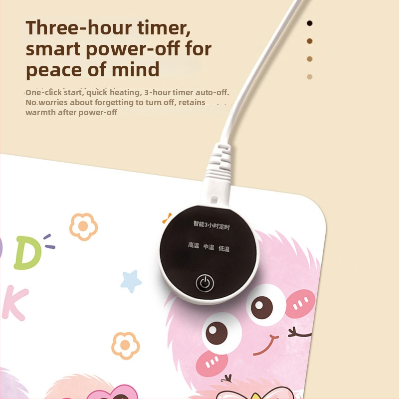 Šildantis pelės kilimėlis su išmana temperatūros kontrole, maitinimas kištuku 220V, 85W, aliumininė šilumos paskirstymo plokštė