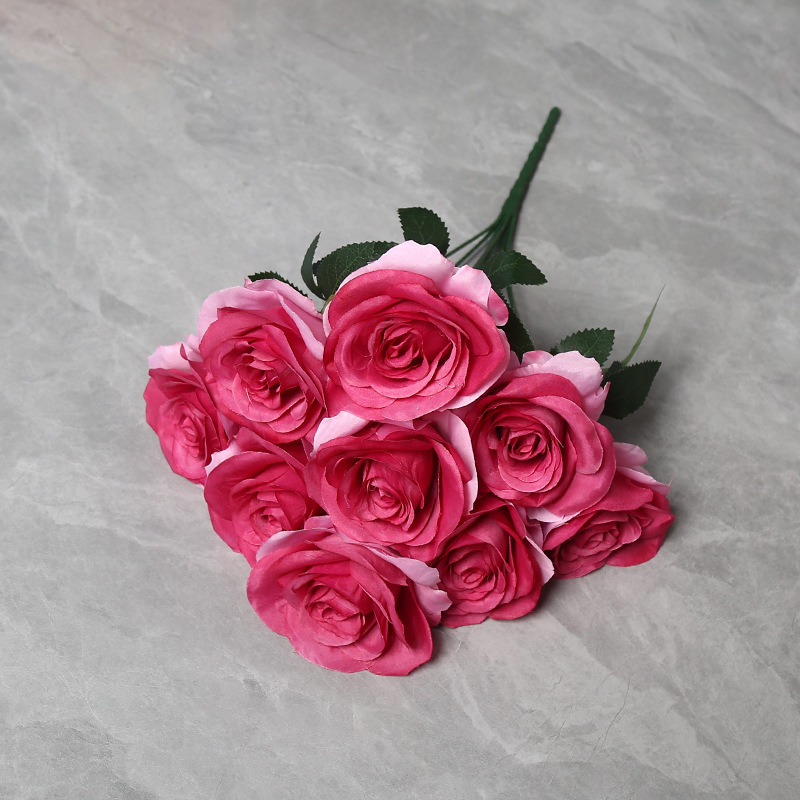 Kytica ruží z hodvábu, 9 hláv, svadobná sála dekor, domáca dekorácia, rekvizity pre fotenie