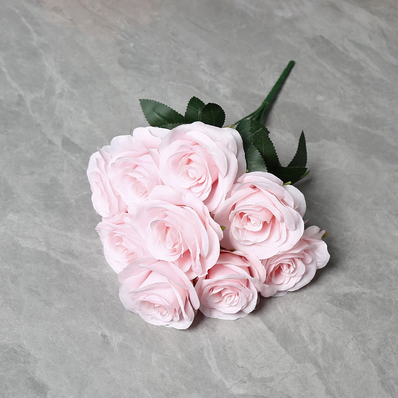 Kytica ruží z hodvábu, 9 hláv, svadobná sála dekor, domáca dekorácia, rekvizity pre fotenie