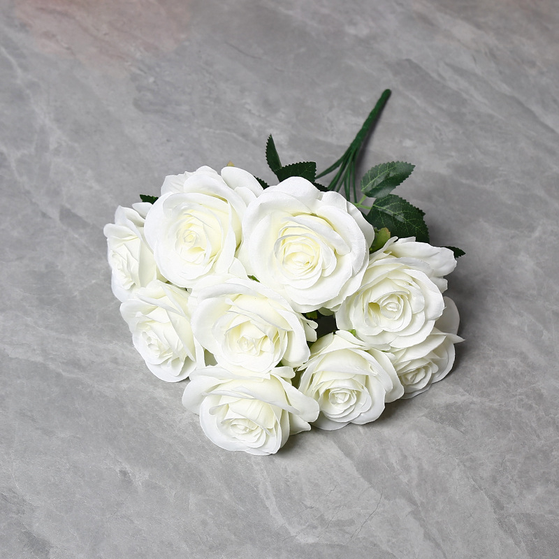 Kytica ruží z hodvábu, 9 hláv, svadobná sála dekor, domáca dekorácia, rekvizity pre fotenie