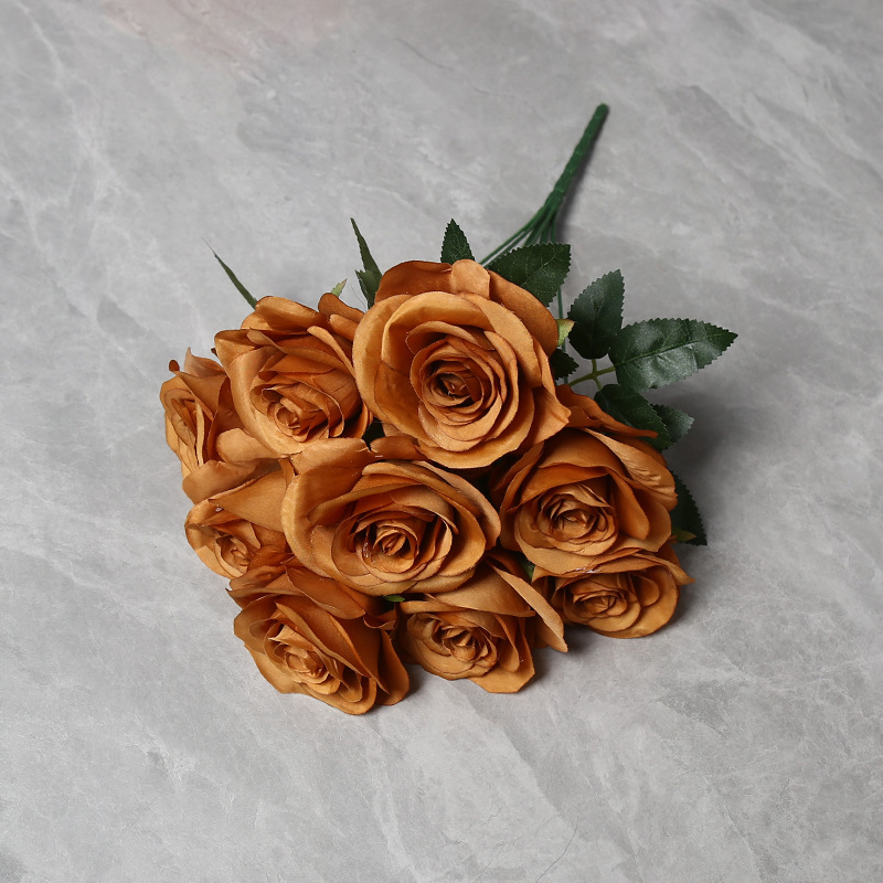 Kytica ruží z hodvábu, 9 hláv, svadobná sála dekor, domáca dekorácia, rekvizity pre fotenie