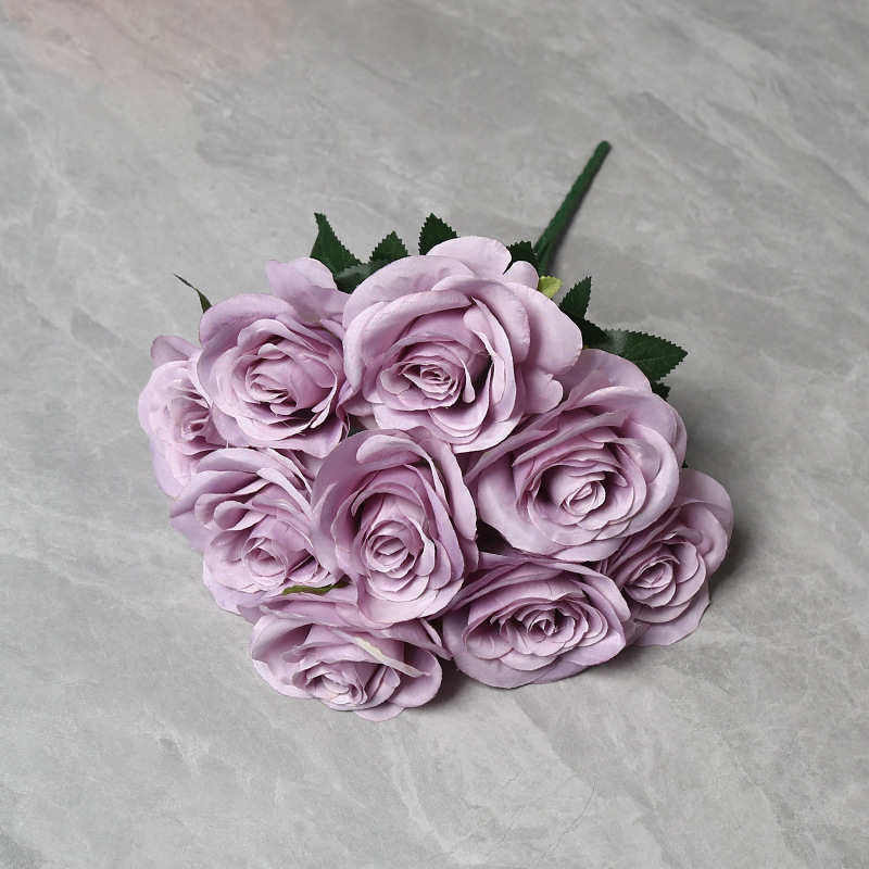 Kytica ruží z hodvábu, 9 hláv, svadobná sála dekor, domáca dekorácia, rekvizity pre fotenie