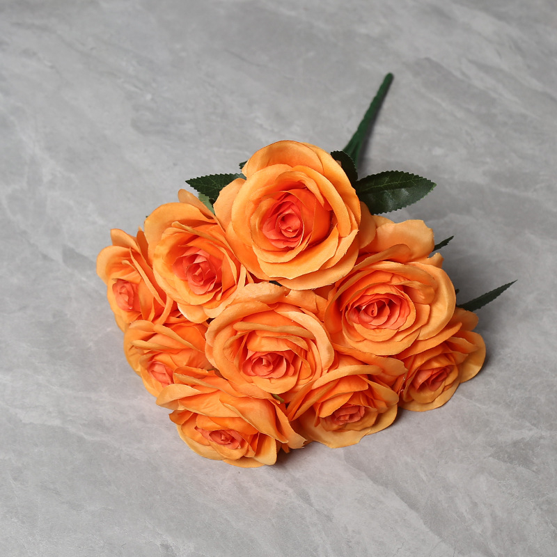 Kytica ruží z hodvábu, 9 hláv, svadobná sála dekor, domáca dekorácia, rekvizity pre fotenie