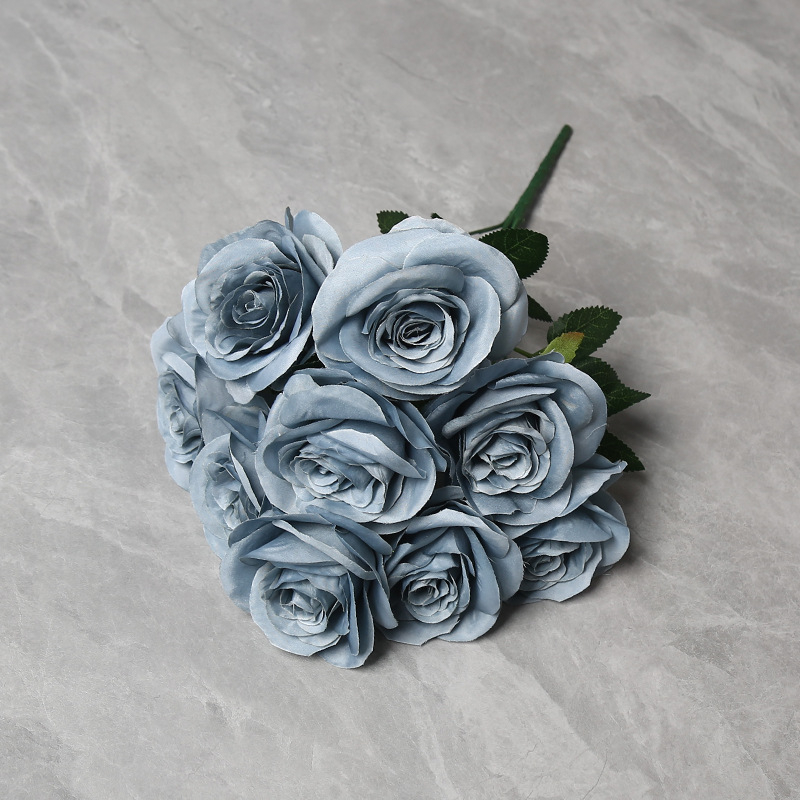 Kytica ruží z hodvábu, 9 hláv, svadobná sála dekor, domáca dekorácia, rekvizity pre fotenie