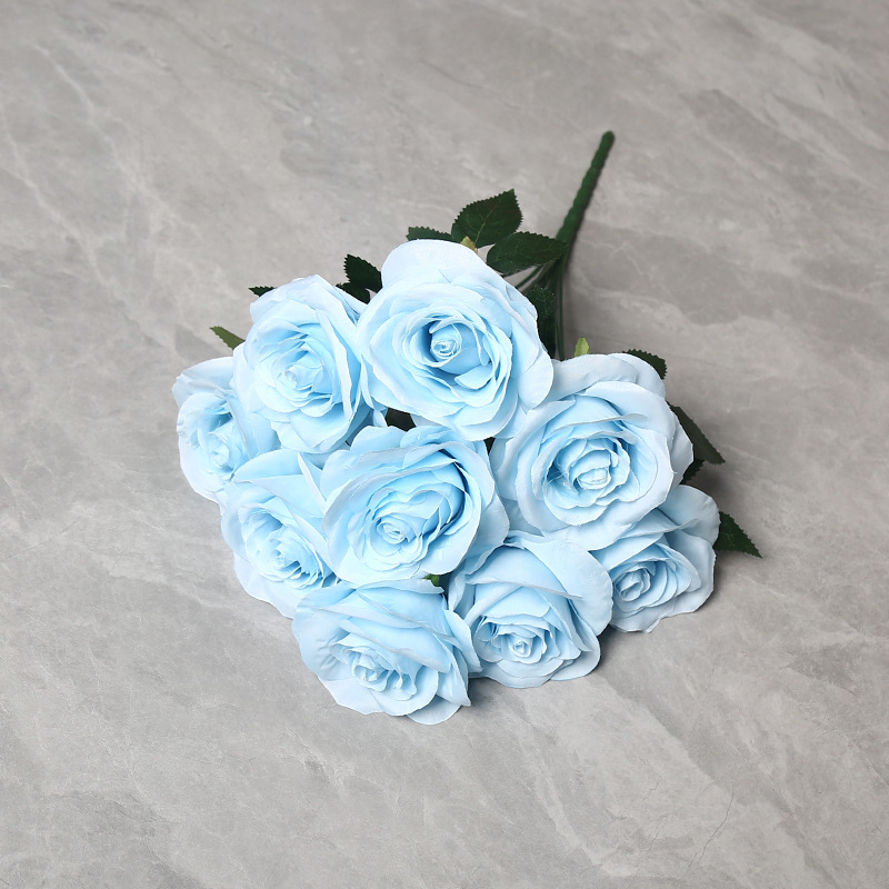 Kytica ruží z hodvábu, 9 hláv, svadobná sála dekor, domáca dekorácia, rekvizity pre fotenie