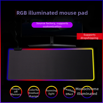 Svetlá RGB herná podložka pod myš s USB hubom, jednostranná stolná podložka, OEM prispôsobenie