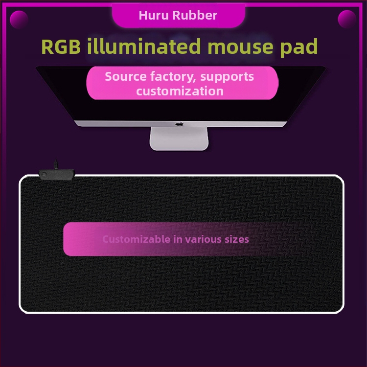 Svetlá RGB herná podložka pod myš s USB hubom, jednostranná stolná podložka, OEM prispôsobenie