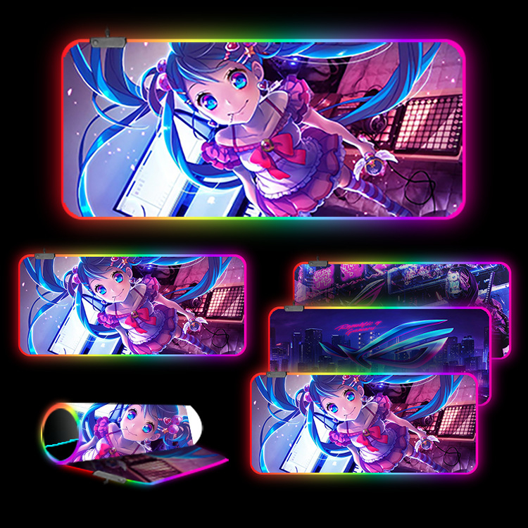 Svetlá RGB herná podložka pod myš s USB hubom, jednostranná stolná podložka, OEM prispôsobenie