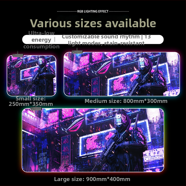 Svetlá RGB herná podložka pod myš s USB hubom, jednostranná stolná podložka, OEM prispôsobenie