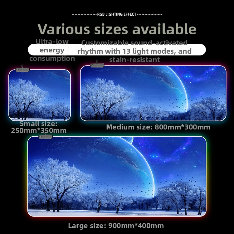 Svetlá RGB herná podložka pod myš s USB hubom, jednostranná stolná podložka, OEM prispôsobenie