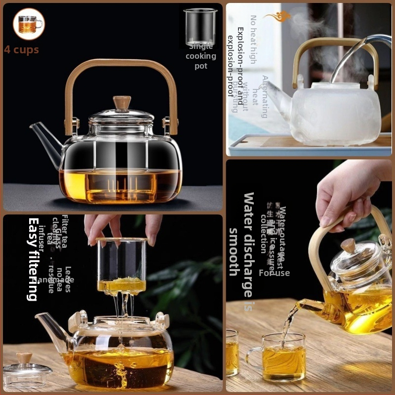 Stikla tējnīca ar augstu temperatūras izturību, jauda 4 L vai vairāk, 380 V / 1000 W, datoru tipa vadība