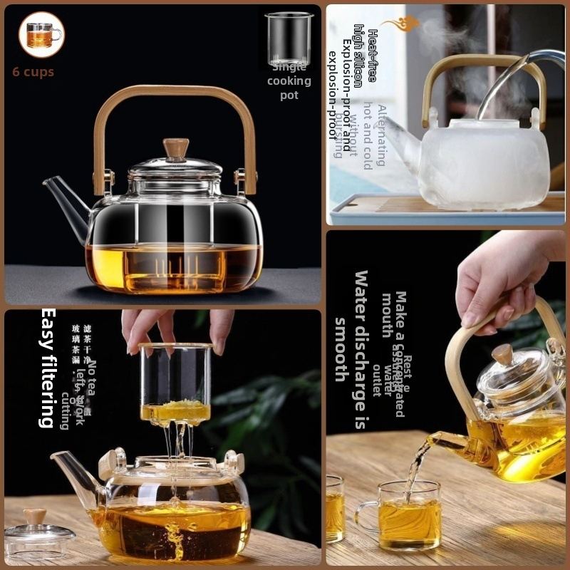 Stikla tējnīca ar augstu temperatūras izturību, jauda 4 L vai vairāk, 380 V / 1000 W, datoru tipa vadība