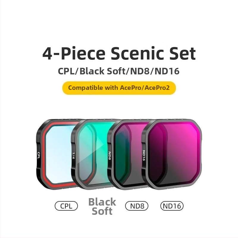 Set filtrov pre športovú kameru ShadowStone 360Acepro2: CPL polarizovaný filter, ND8/ND16/ND32 filtre, silikonová konštrukcia
