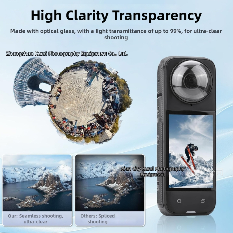 Ochranný kryt objektívu Insta360 X5X4X3X2 – PC/Sklo materiál, Protiškrabavý, Ochranný kryt pre panoramatickú akčnú kameru