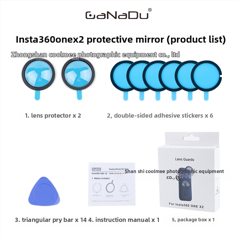 Ochranný kryt objektívu Insta360 X5X4X3X2 – PC/Sklo materiál, Protiškrabavý, Ochranný kryt pre panoramatickú akčnú kameru