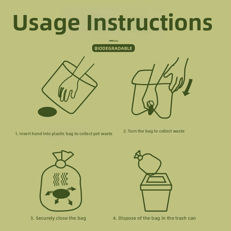 Boxovaný lopatka na psie exkrementy – hrúbkovaný, úplne rozložiteľný dizajn, typ rol, materiál EPA, s biologicky rozložiteľnými vreckami na exkrementy