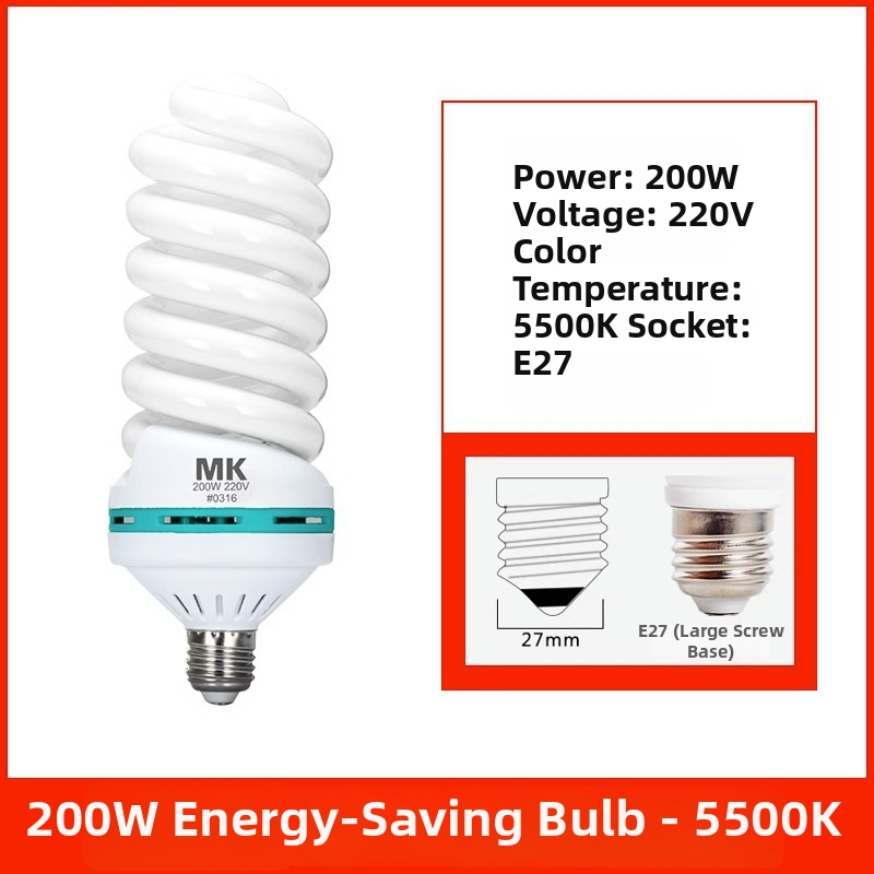 Επαγγελματικός λαμπτήρας LED για φωτογράφιση με βάση E27, 220V, εύρος ισχύος 20W–200W, ρυθμιζόμενη φωτεινότητα, ρυθμιζόμενος φωτισμός