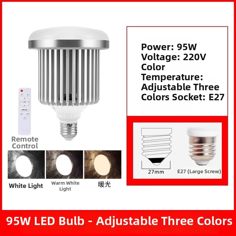 Επαγγελματικός λαμπτήρας LED για φωτογράφιση με βάση E27, 220V, εύρος ισχύος 20W–200W, ρυθμιζόμενη φωτεινότητα, ρυθμιζόμενος φωτισμός