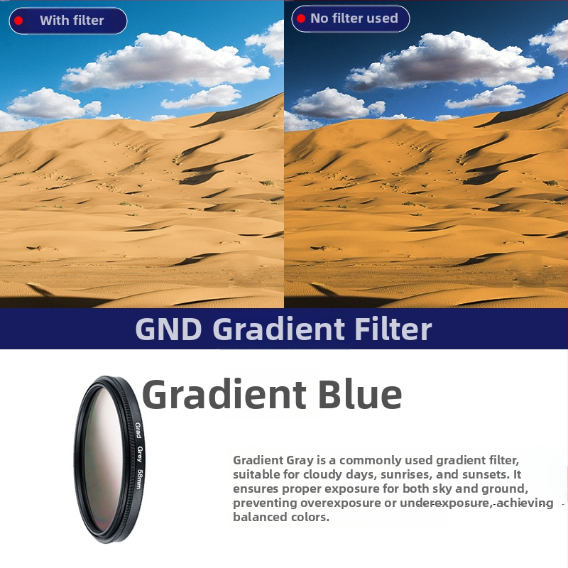 Gradient filter set 5-in-1 for SLR camera, universal mount, includes 3 cleaning cloths, OEM processing