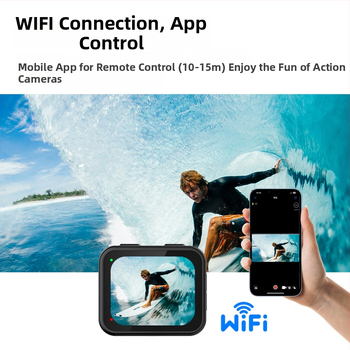 4K WiFi ūdensizturīga akcijas kamera ar Sony IMX386 sensoru, 2,1- colu IPS LCD, ūdensizturība līdz 21 m, akumulatora darbības laiks 1,5–2 stundas