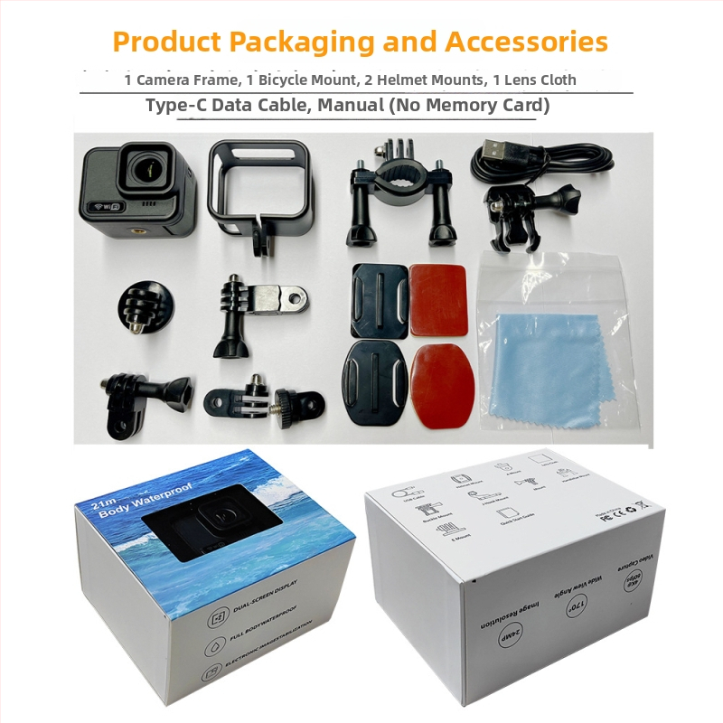 4K WiFi ūdensizturīga akcijas kamera ar Sony IMX386 sensoru, 2,1- colu IPS LCD, ūdensizturība līdz 21 m, akumulatora darbības laiks 1,5–2 stundas