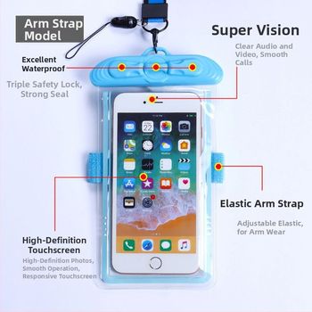 Husă impermeabilă pentru telefon cu touchscreen, PVC, pentru înot, scufundări și activități în aer liber