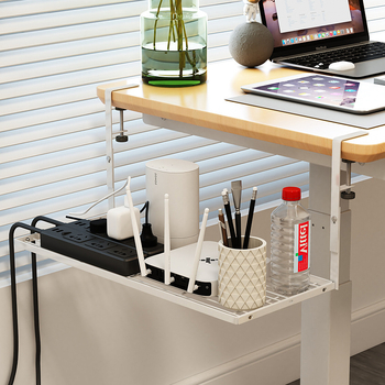 Káblový organizér pod stolom, kovový, jednovrstvý, bez vŕtania, pre stolové káble