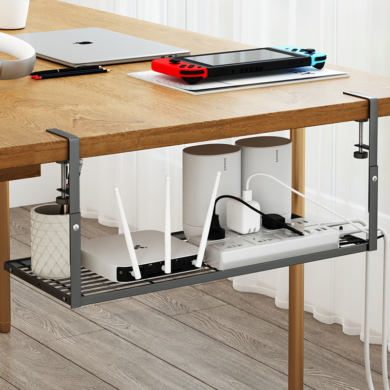 Káblový organizér pod stolom, kovový, jednovrstvý, bez vŕtania, pre stolové káble