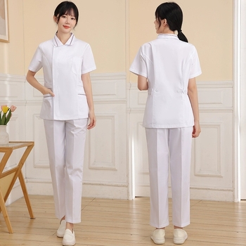 Σετ νοσηλευτικής στολής με ύφασμα πολυεστερ-βαμβακί που απομακρύνει την υγρασία, μακριά μανίκια, κορυφή με κλασικό γιακά και παντελόνι (σετ σε δύο μέρη)