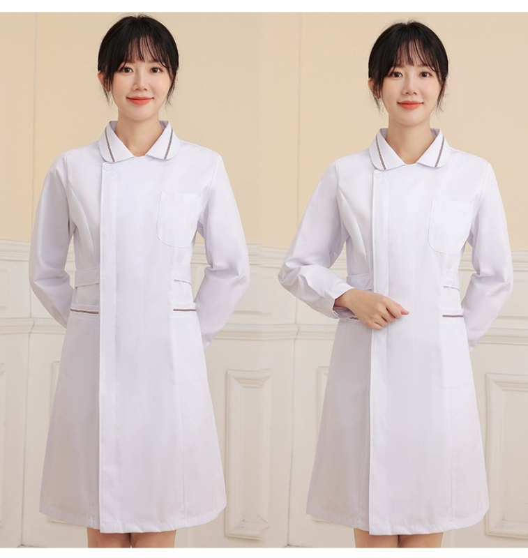 Σετ νοσηλευτικής στολής με ύφασμα πολυεστερ-βαμβακί που απομακρύνει την υγρασία, μακριά μανίκια, κορυφή με κλασικό γιακά και παντελόνι (σετ σε δύο μέρη)