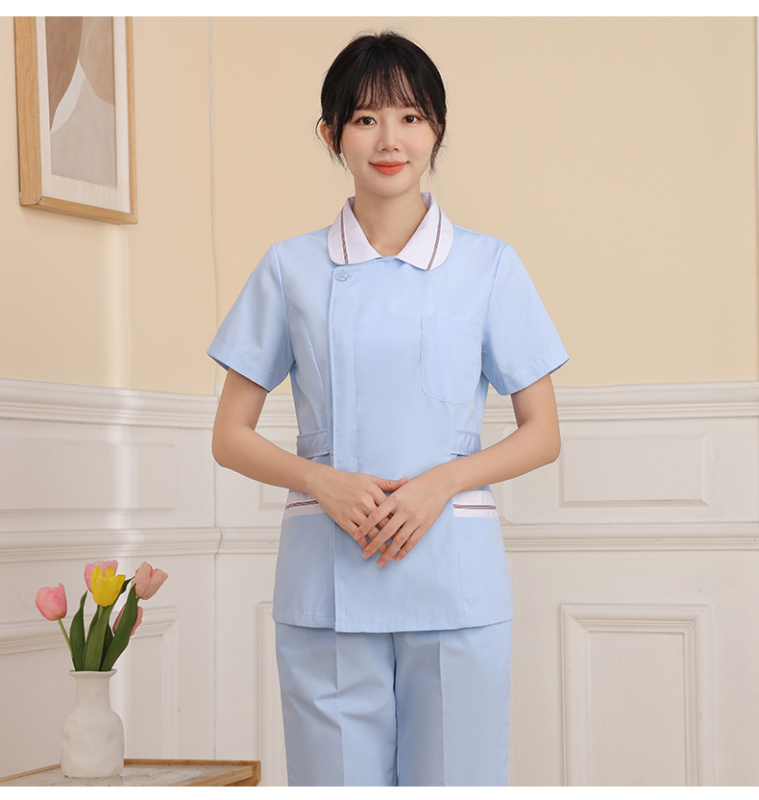 Σετ νοσηλευτικής στολής με ύφασμα πολυεστερ-βαμβακί που απομακρύνει την υγρασία, μακριά μανίκια, κορυφή με κλασικό γιακά και παντελόνι (σετ σε δύο μέρη)
