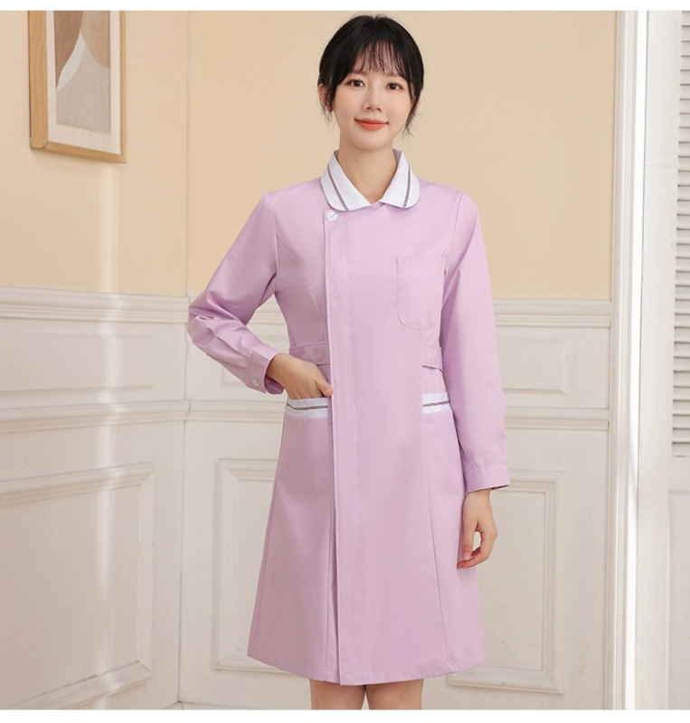 Σετ νοσηλευτικής στολής με ύφασμα πολυεστερ-βαμβακί που απομακρύνει την υγρασία, μακριά μανίκια, κορυφή με κλασικό γιακά και παντελόνι (σετ σε δύο μέρη)