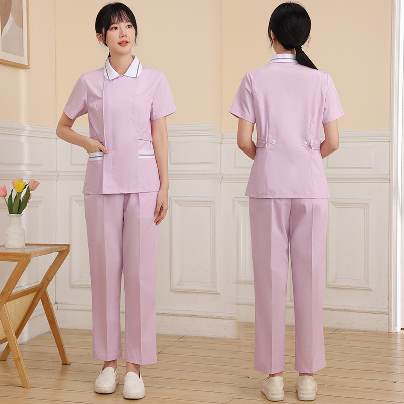 Σετ νοσηλευτικής στολής με ύφασμα πολυεστερ-βαμβακί που απομακρύνει την υγρασία, μακριά μανίκια, κορυφή με κλασικό γιακά και παντελόνι (σετ σε δύο μέρη)
