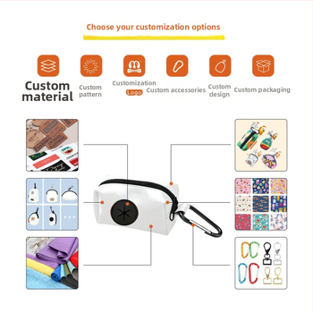 Διανομέας σακουλών απορριμμάτων κατοικίδιών με μοτίβο φρούτων και θήκη αποθήκευσης, πολυεστέρας, στυλ flat-mouth, παχυνμένος, αδειοδοτημένη ιδιωτική ετικέτα