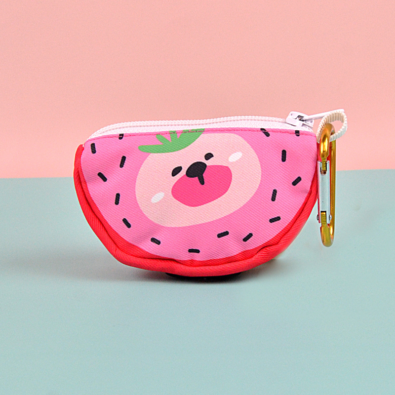 Διανομέας σακουλών απορριμμάτων κατοικίδιών με μοτίβο φρούτων και θήκη αποθήκευσης, πολυεστέρας, στυλ flat-mouth, παχυνμένος, αδειοδοτημένη ιδιωτική ετικέτα