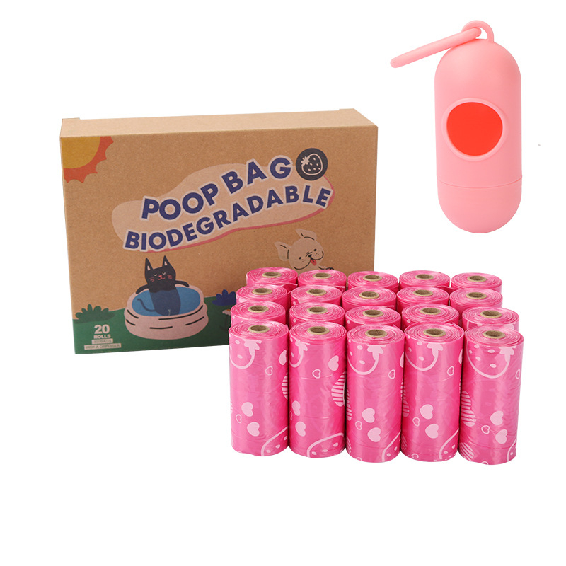 Διανεμητής σακουλών αποβλήτων κατοικιδίων με άρωμα φράουλας, 15 σακούλες ανά ρολό, υλικό HDPE, σχεδιασμός επίπεδου ανοίγματος