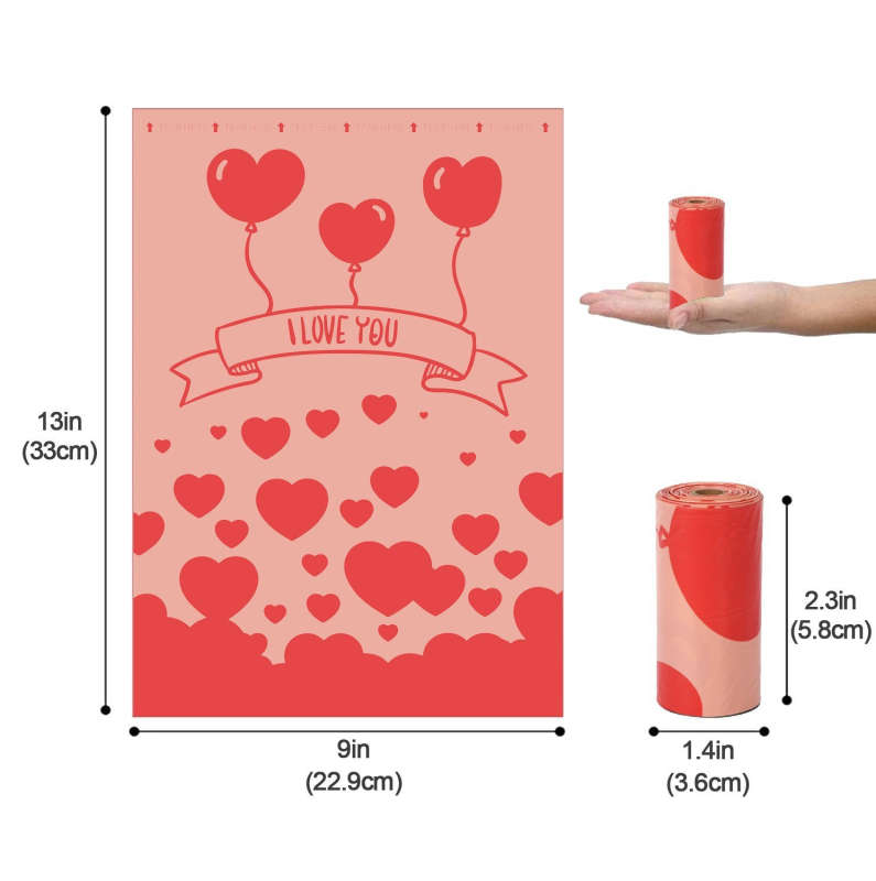 Βιοδιασπώμενες σακούλες αποβλήτων κατοικίδίων με άρωμα, τύπος επίπεδου ανοίγματος, 15 τεμ./ρολό