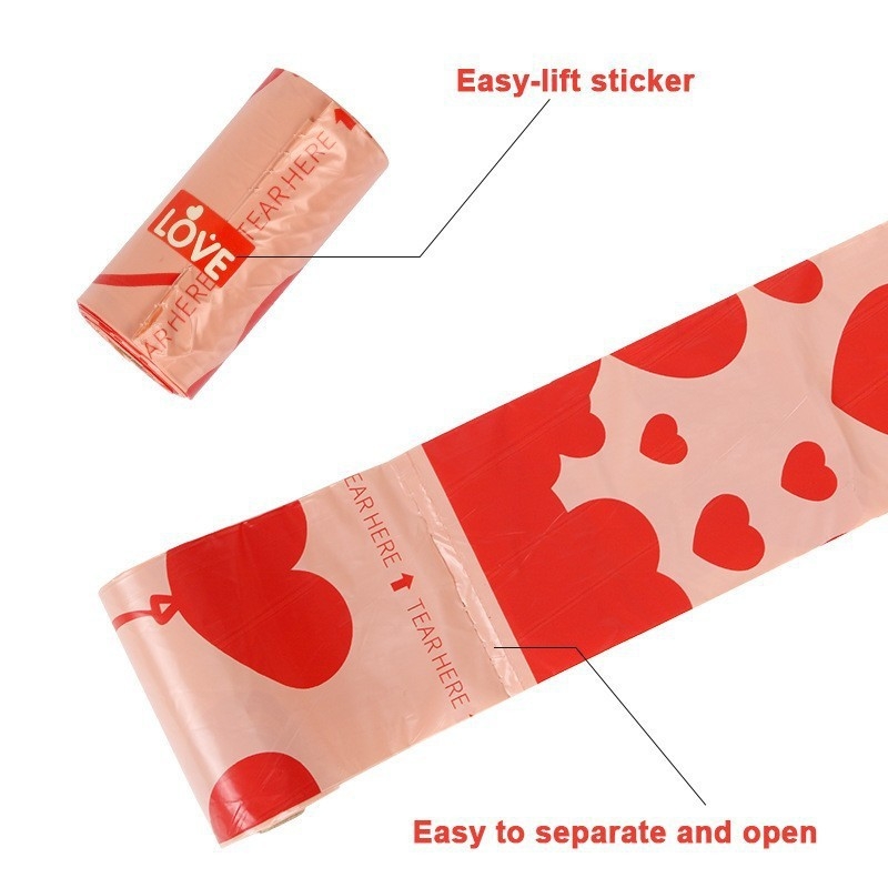 Βιοδιασπώμενες σακούλες αποβλήτων κατοικίδίων με άρωμα, τύπος επίπεδου ανοίγματος, 15 τεμ./ρολό