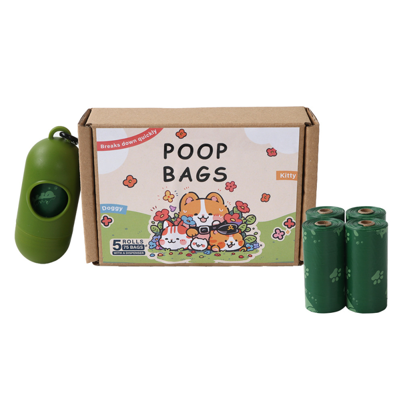Βιοδιασπώμενες σακούλες αποβλήτων κατοικίδίων με άρωμα, τύπος επίπεδου ανοίγματος, 15 τεμ./ρολό