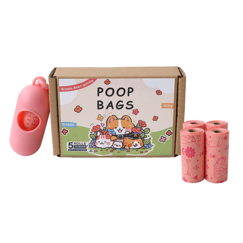 Βιοδιασπώμενες σακούλες αποβλήτων κατοικίδίων με άρωμα, τύπος επίπεδου ανοίγματος, 15 τεμ./ρολό