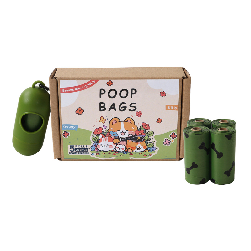 Βιοδιασπώμενες σακούλες αποβλήτων κατοικίδίων με άρωμα, τύπος επίπεδου ανοίγματος, 15 τεμ./ρολό