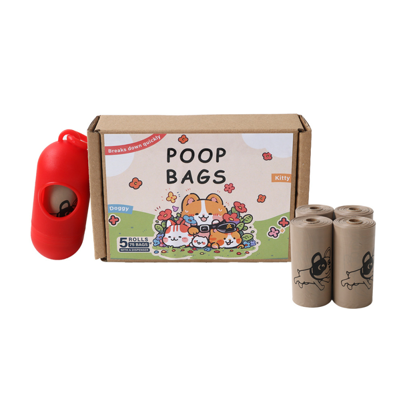 Βιοδιασπώμενες σακούλες αποβλήτων κατοικίδίων με άρωμα, τύπος επίπεδου ανοίγματος, 15 τεμ./ρολό